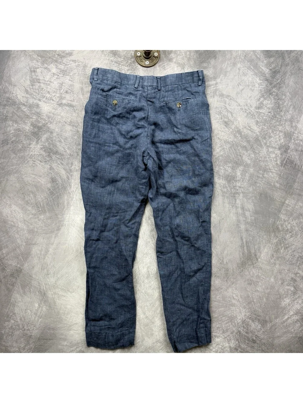 Murano Baird McNutt 100% Irish Linen Pants Men's 32x30 Blue Button Slim Casual